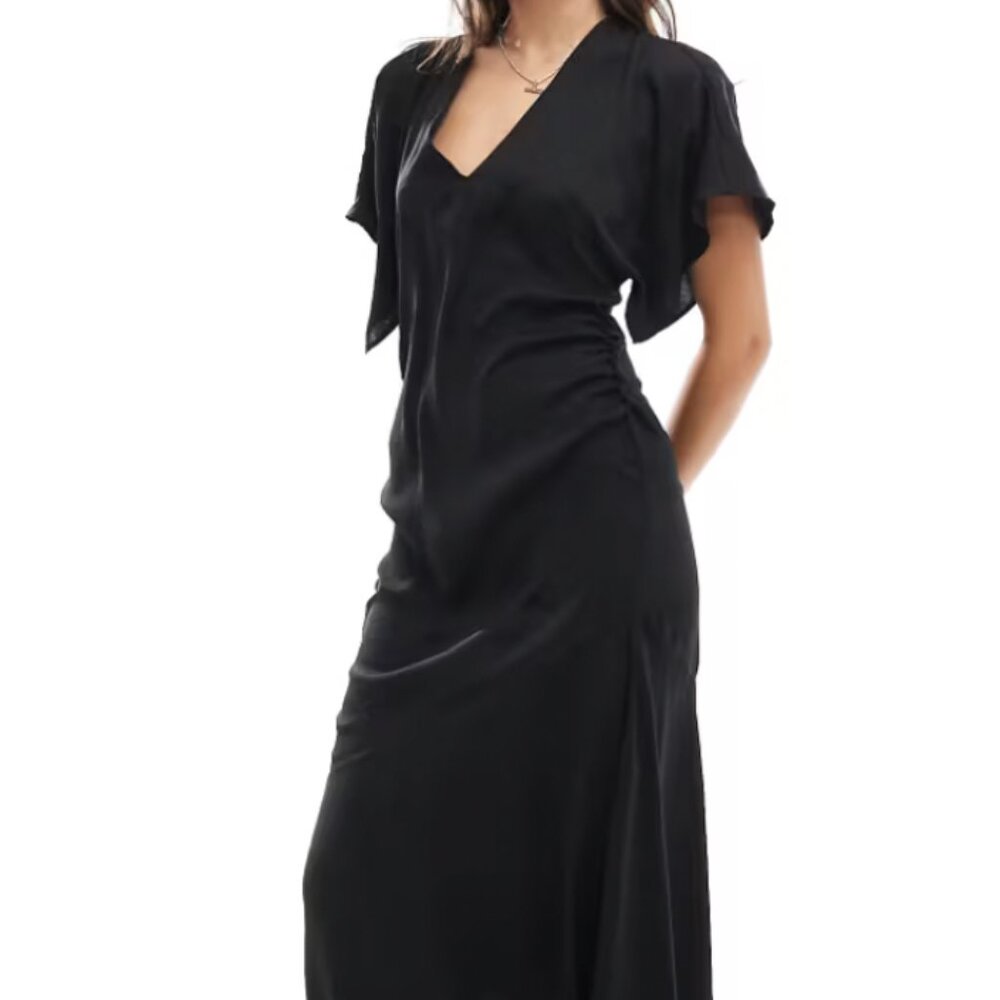 ASOS DESIGN asymmetric hem midi dress in black NWT Size 10